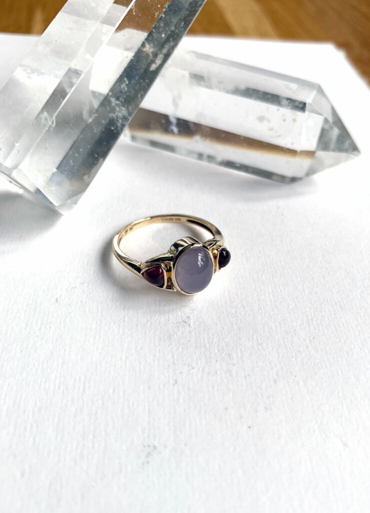 Lavender Quartz and Pink Tourmaline Dress Ring