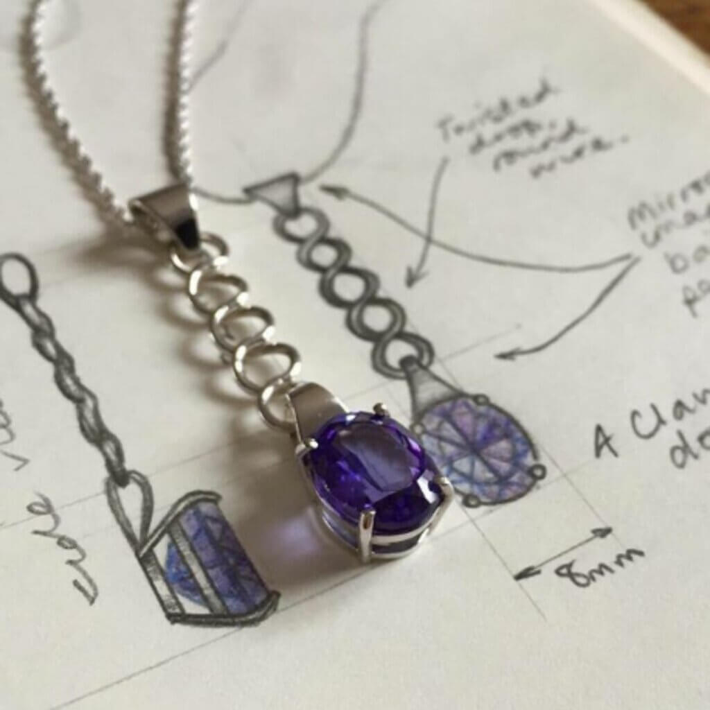 Tanzanite and White Gold Pendant