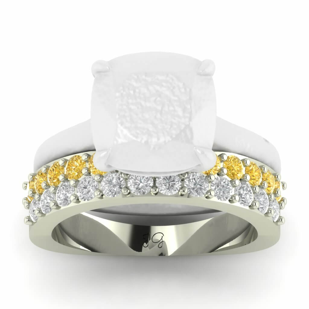 Yellow Diamond and Moissanite Fitted Wedding Ring