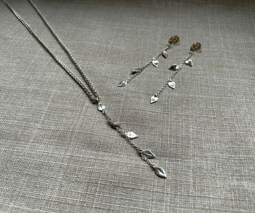 Leaf Earrings and Necklace Set