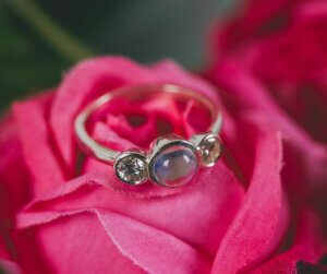 Moonstone and Diamond Engagement Ring