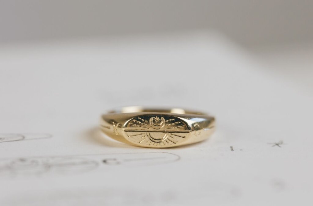 Sun and Moon Ladies Signet Ring