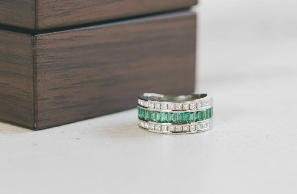 Three Row Emerald and Diamond Eternity Ring