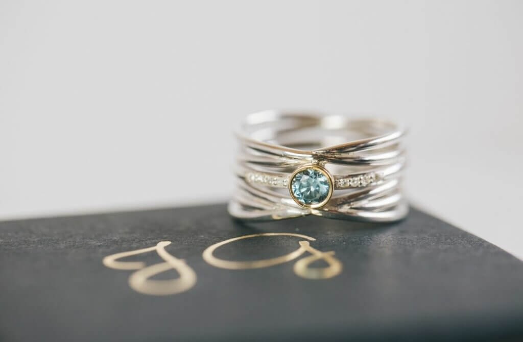 Aquamarine and Diamond Wrap Ring