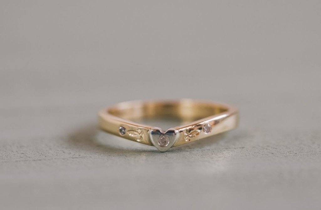 Fitted Heart Wishbone Ring