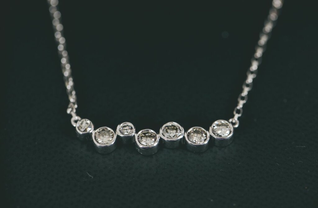 Bubble Style Bezel Set Diamond Bar Pendant