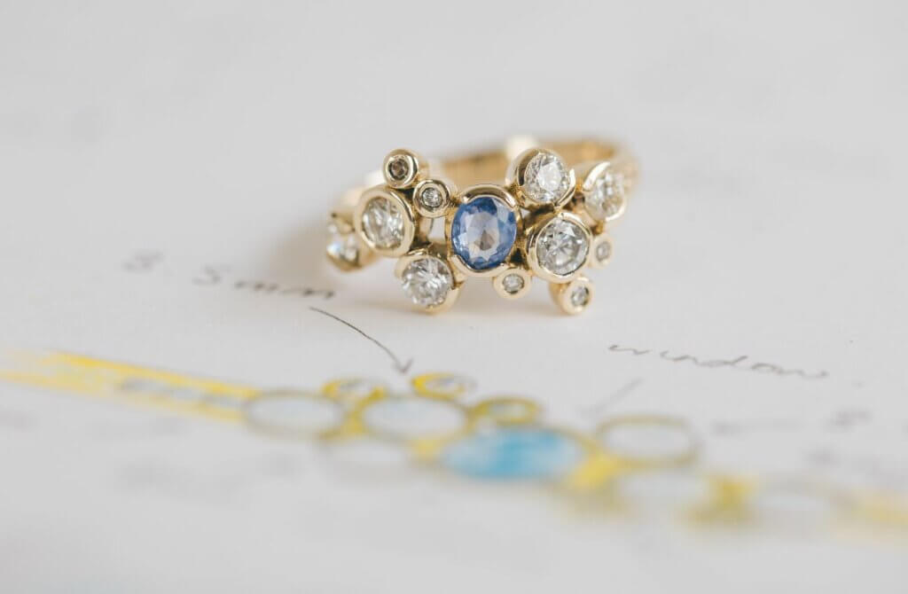 Diamond and Sapphire Scatter Ring