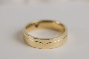 Gents Engraved and Hammered Wedding Ring