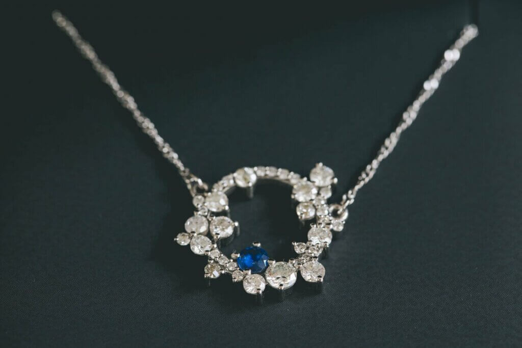 Diamond and Sapphire Circle Pendant