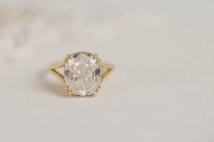 Elongated Cushion Cut Hidden Halo Engagement Ring