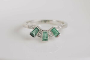 Emerald Art Deco Inspired Tiara Fitted Eternity Ring