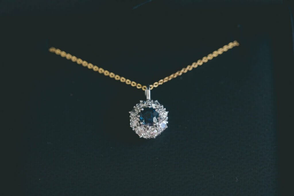 Sapphire and Diamond Cluster Pendant