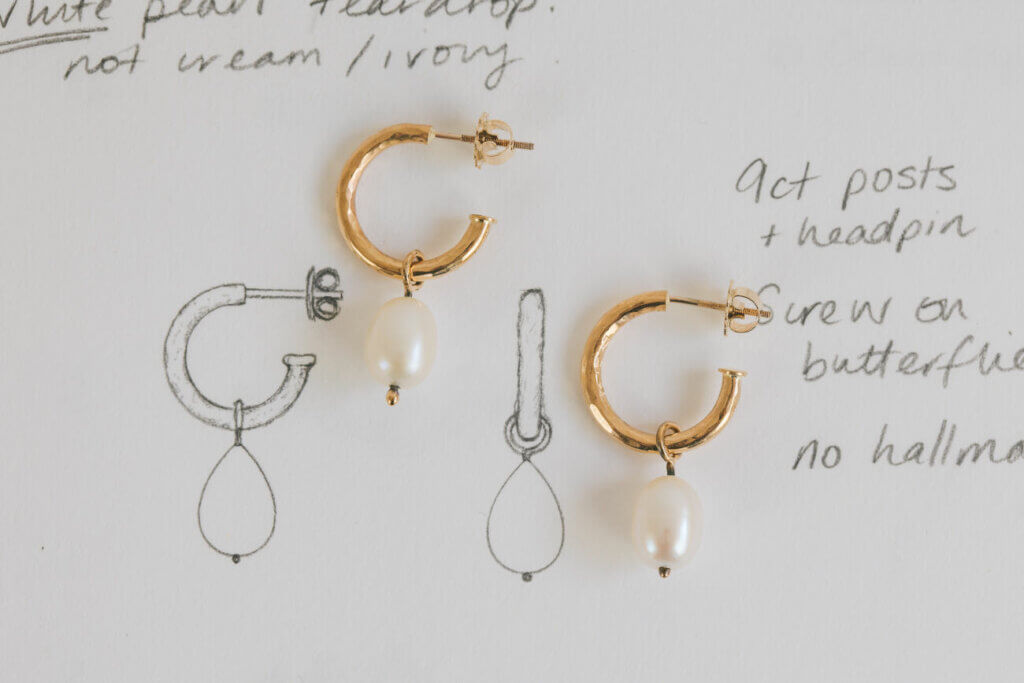 Family Gold Bridal Hoop Earrings