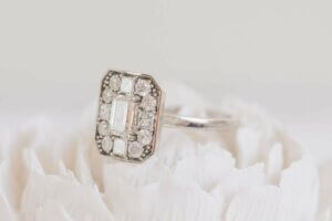 Emerald Cut Halo Remodelled Engagement Ring