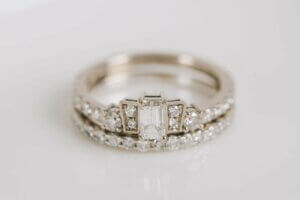 Art Deco Style Off-set Engagement Ring