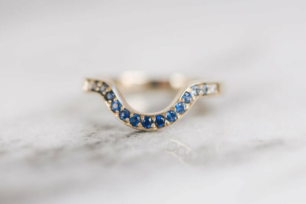 Ombre Sapphire and Diamond Fitted Wedding Ring