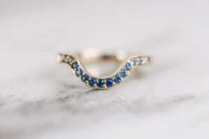 Ombre Sapphire and Diamond Fitted Wedding Ring