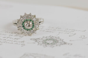 Diamond and Tsavorite Platinum Cluster Ring