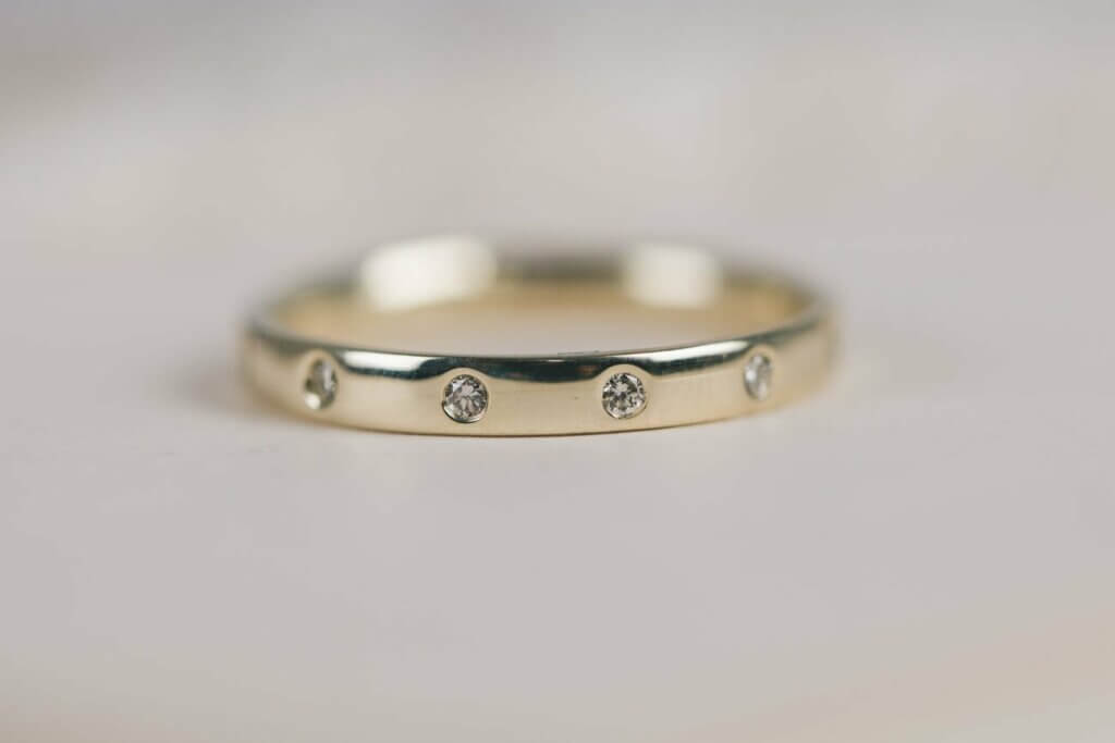 Natural White Gold and Diamond Band