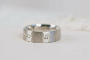 Hammered, Brushed and Hand Engraved Wedding Band