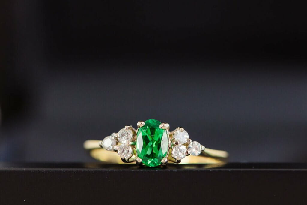 Tsavorite and Diamond Engagement Ring