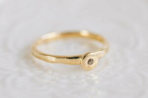 Black Diamond Recycled Gold Stacking Ring