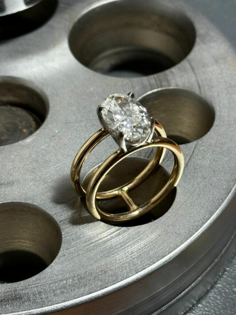 Oval Diamond Double Band Ring