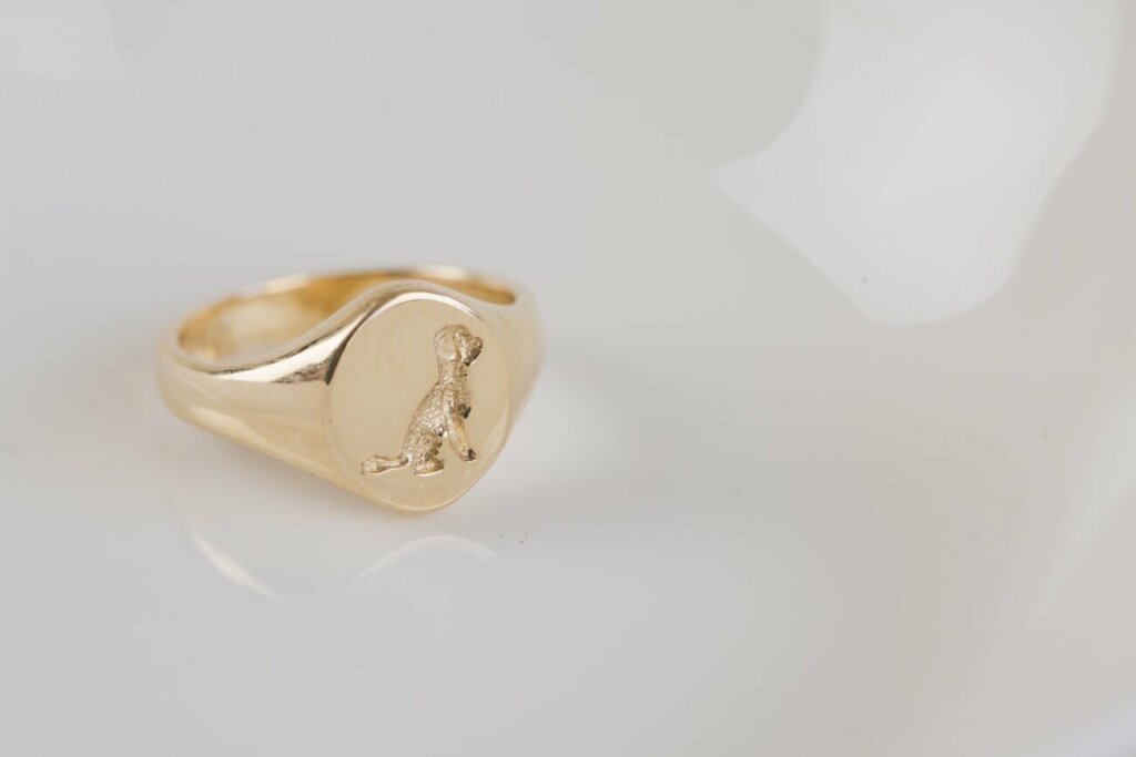 Deep Seal Engraved Poodle Signet Ring