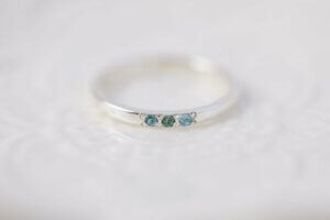 Aquamarine and Alexandrite Mother and Daughter Birthstone Ring