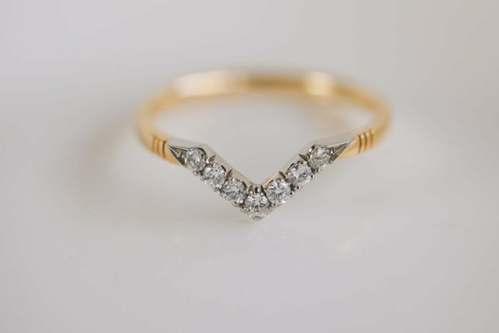 Chevron Diamond Set Fitted Wedding Ring