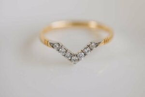 Chevron Diamond Set Fitted Wedding Ring