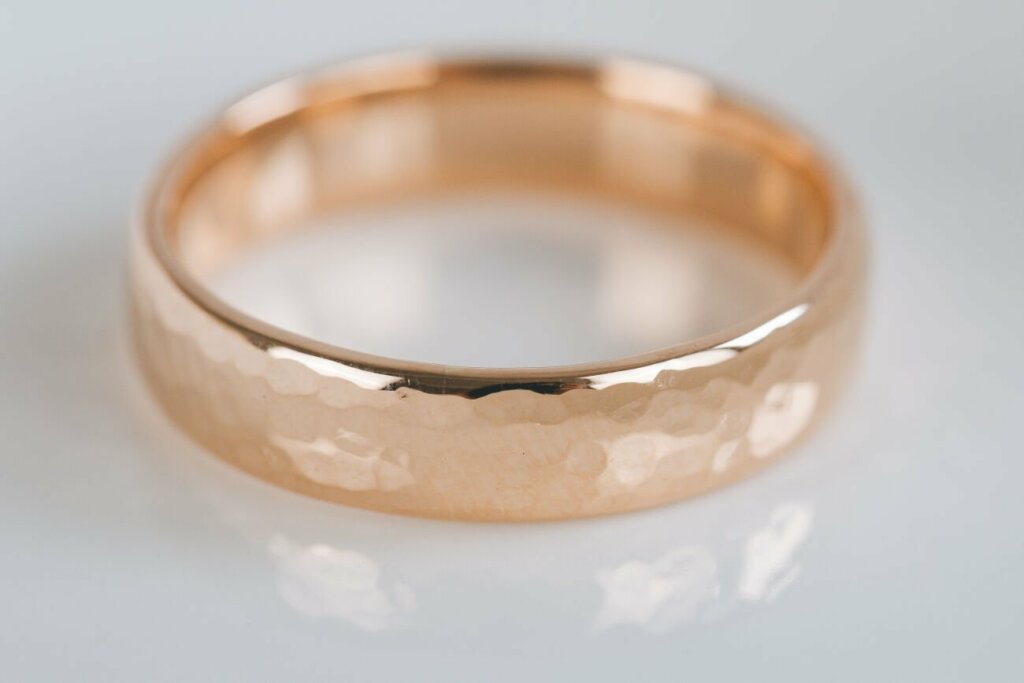 Hammered Rose Gold Wedding Ring