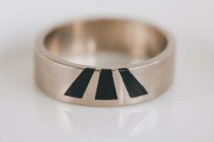 Gents Whitby Jet Inlaid Wedding Ring