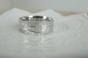 Engraved Ski Slope and Mountain Wedding Ring