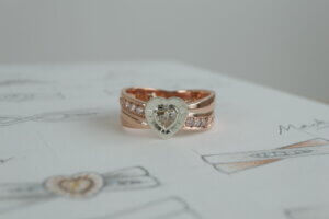 Rose and White Gold Champagne Moissanite Wedding Band