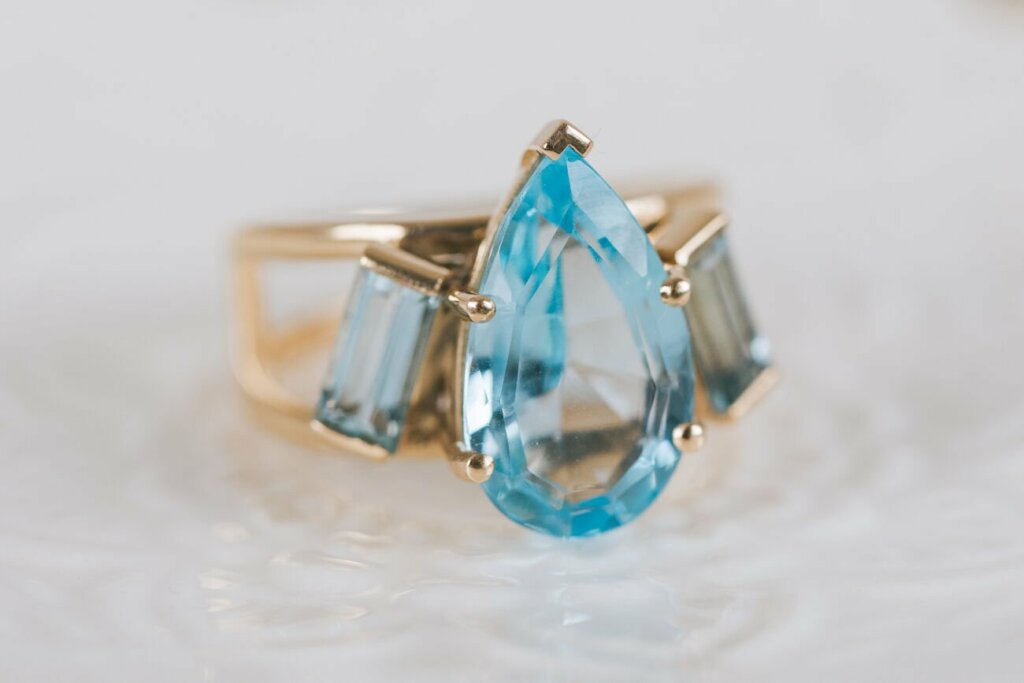 Double Band Dramatic Aquamarine Ring