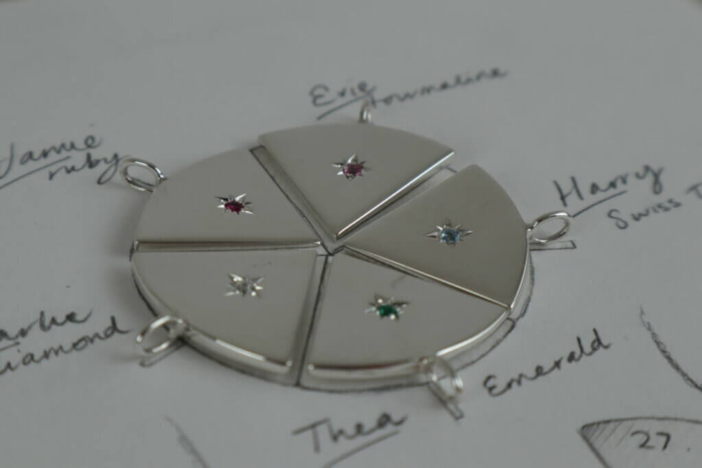 Family Birthstone Wedge Pendants