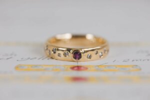 Scattered Diamond and Ruby Ring