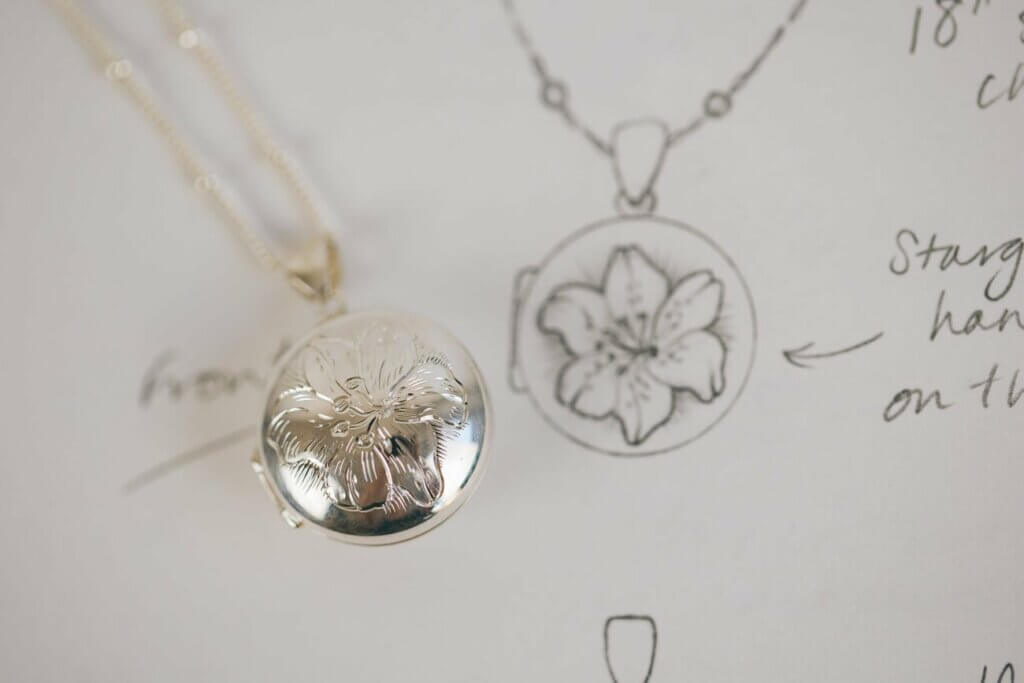 Hand Engraved Lily Locket