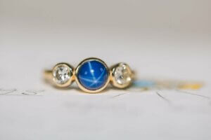 Star Sapphire and Diamond Trilogy Ring