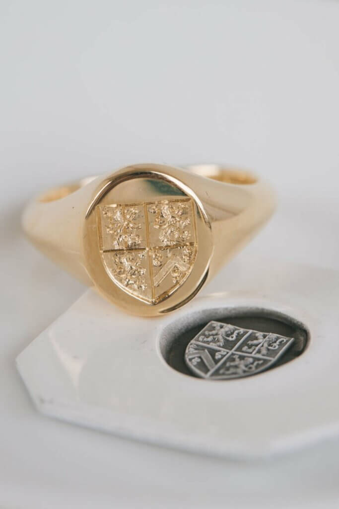 Family Crest Deep Seal Engraved Signet Ring