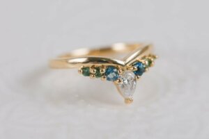 Fitted Wishbone Birthstone Tiara Wedding Ring