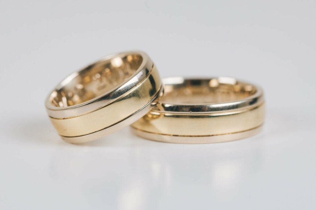 White and Yellow Bi-Coloured Wedding Rings