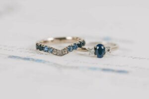 Sapphire and Diamond Ombre Fitted Wishbone Wedding Ring