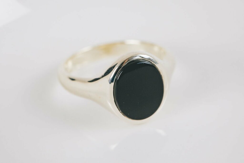 White Gold Onyx Signet Ring