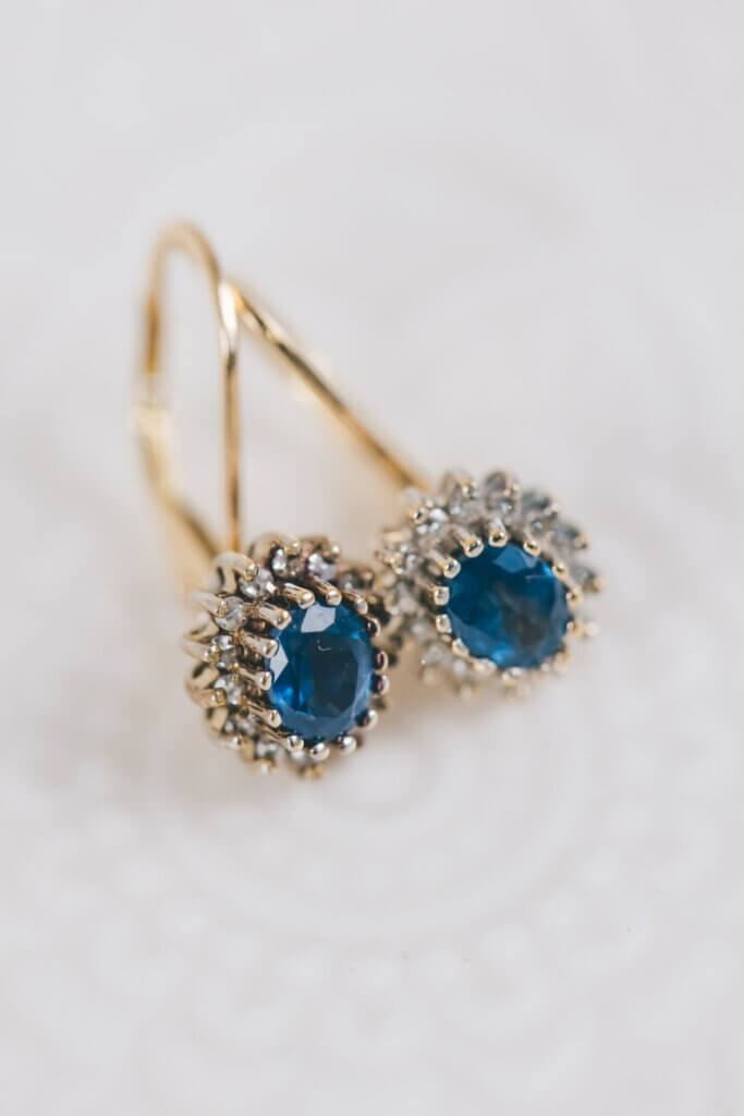 Sapphire and Diamond Cluster Earrings