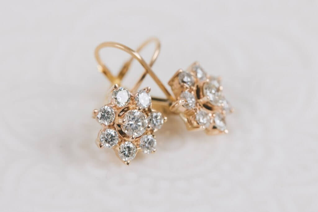 Diamond Cluster Lever Back Earrings