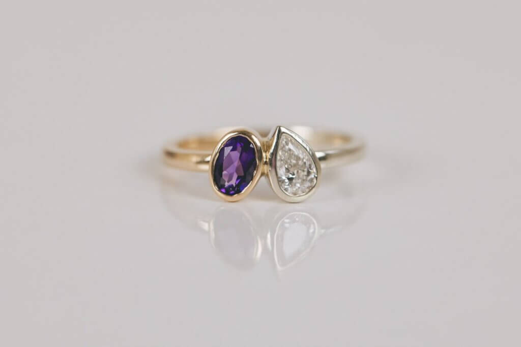 Amethyst and Diamond Toi et Moi Ring