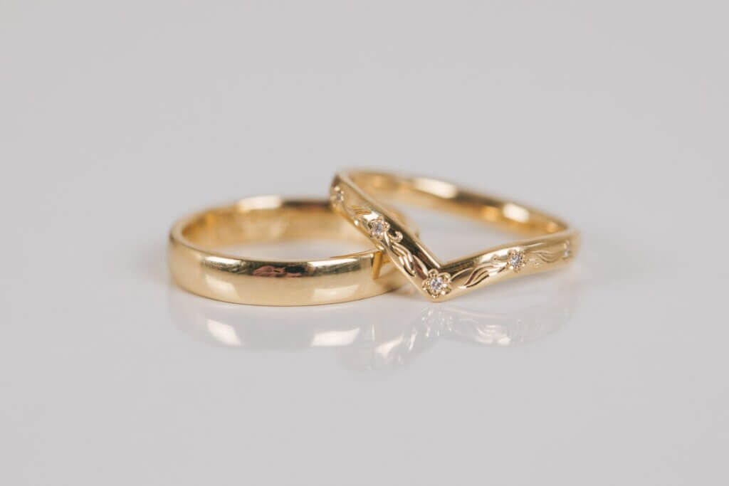 Floral Wishbone Wedding Ring