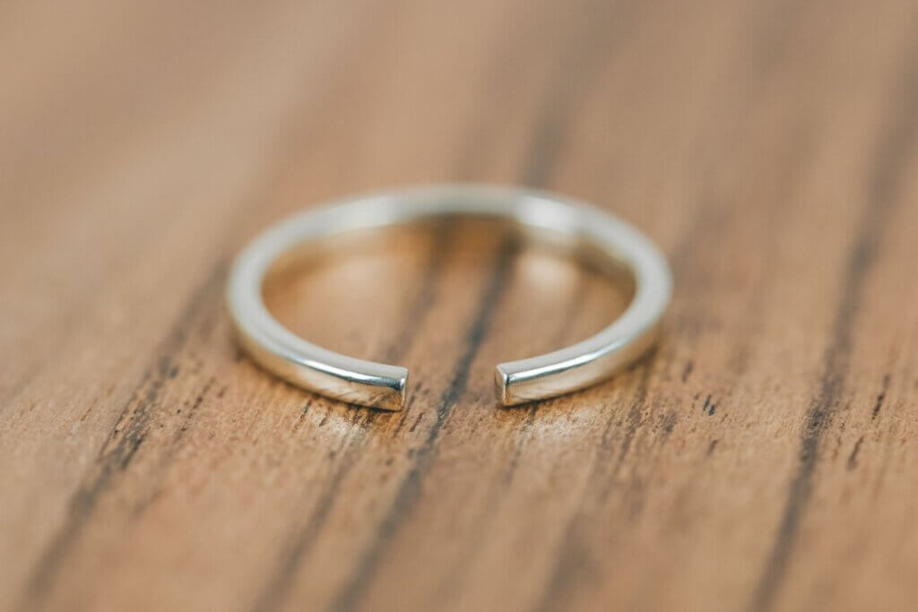 Raw White Gold Open Style Fitted Wedding Ring